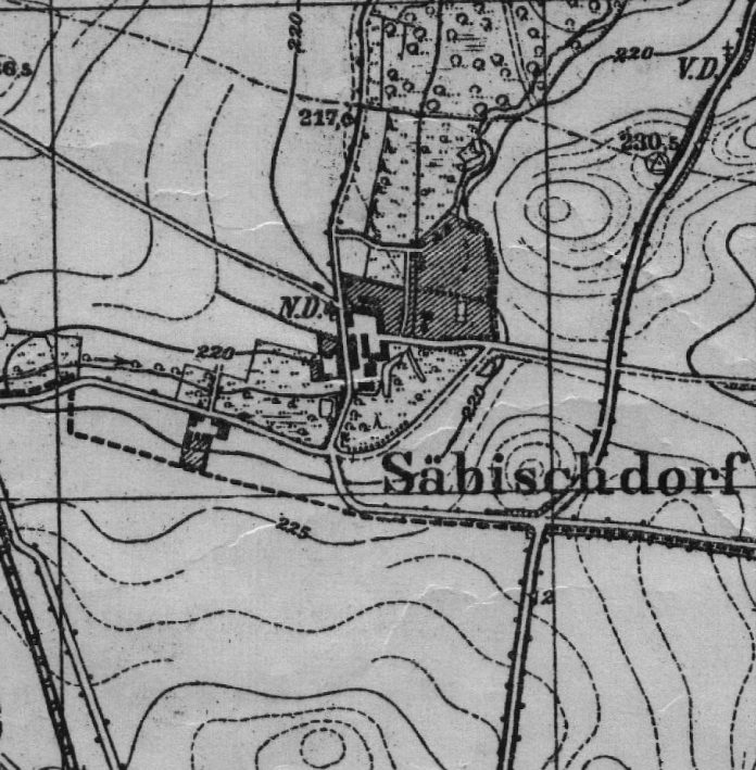 Zawiszów koło Świdnicy na mapie topograficznej z 1930 roku